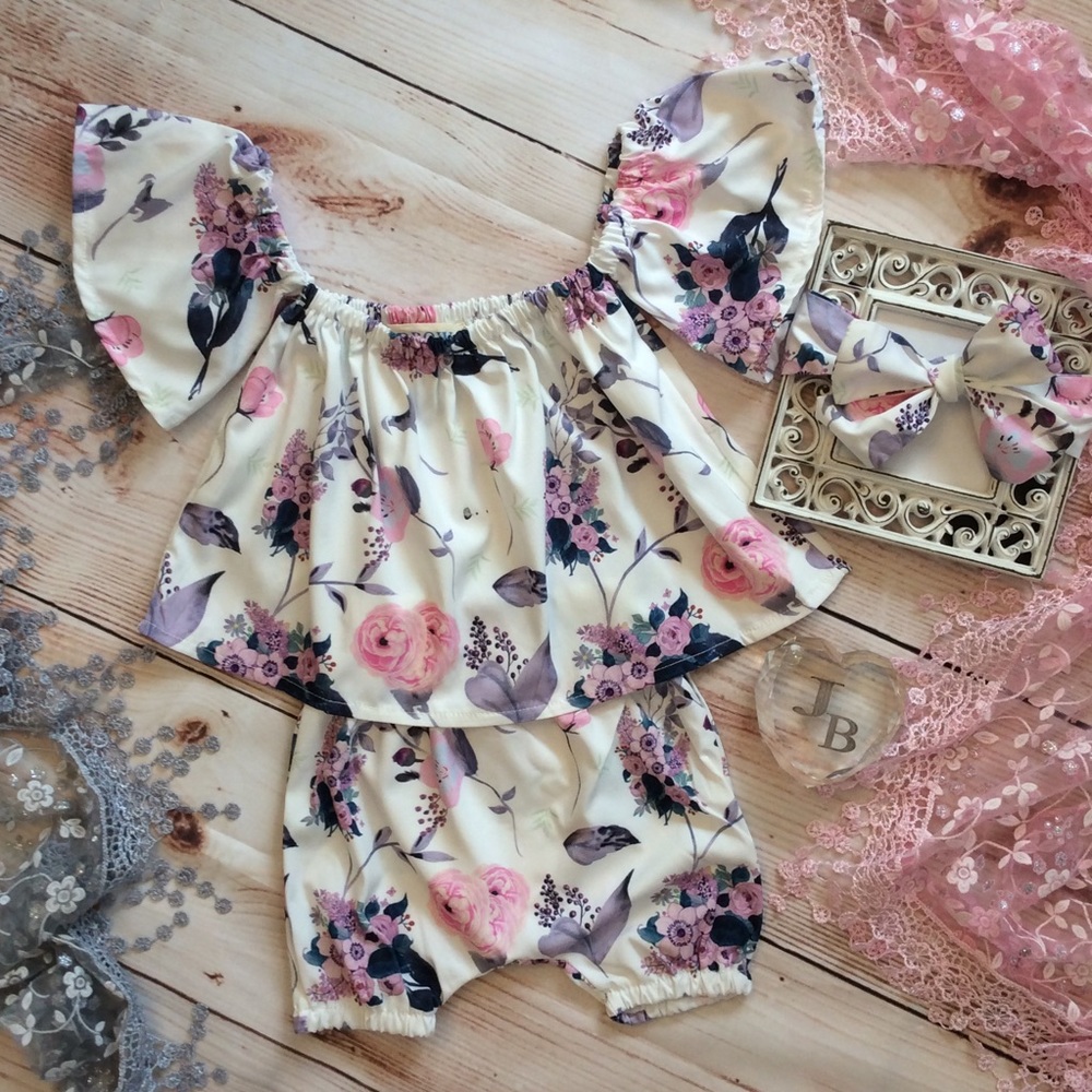 Boutique Baby Girl Swing Top, shorties, & Headband